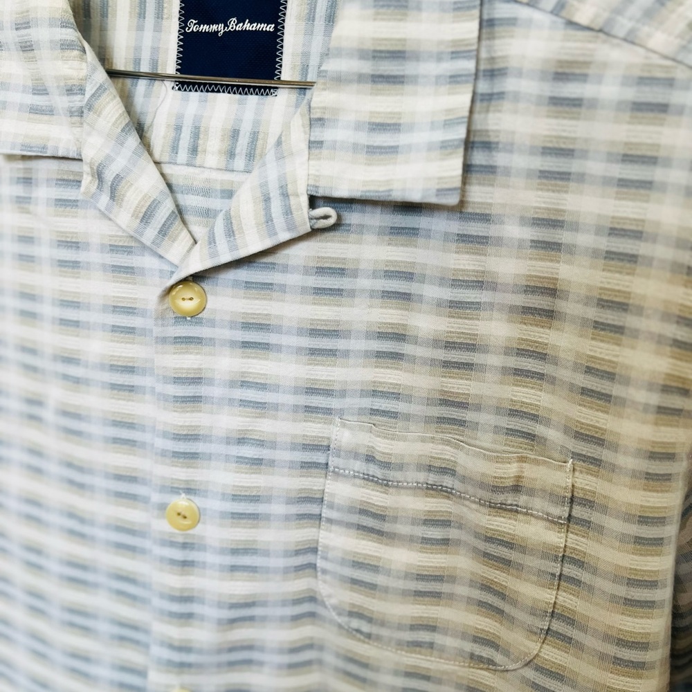 Tommy Bahama Black and White Grid Shirt - Picture 2 of 7